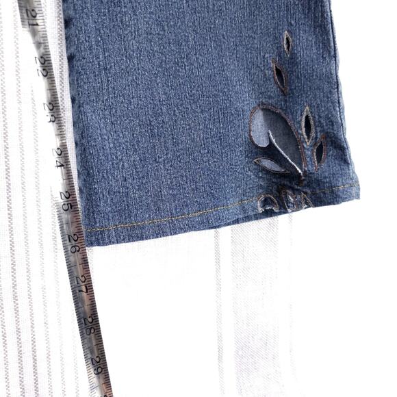 Y2K Vintage Gasoline Jeans Womens 11 Blue Embroidered Flare‎ Bootcut Low Rise - Picture 12 of 14